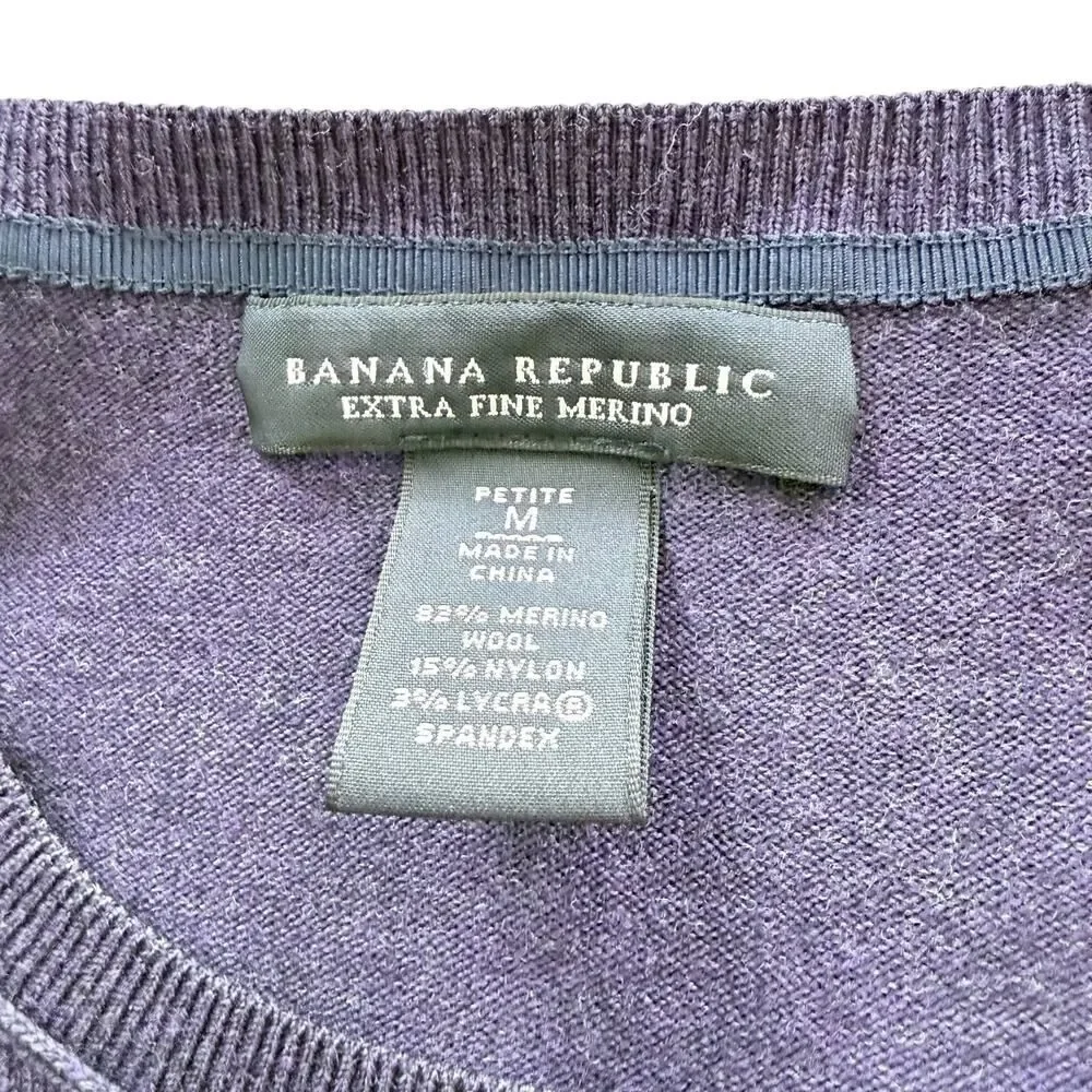 Banana Republic Extra Fine Merino Cardigan Purple Buttons Womens PM